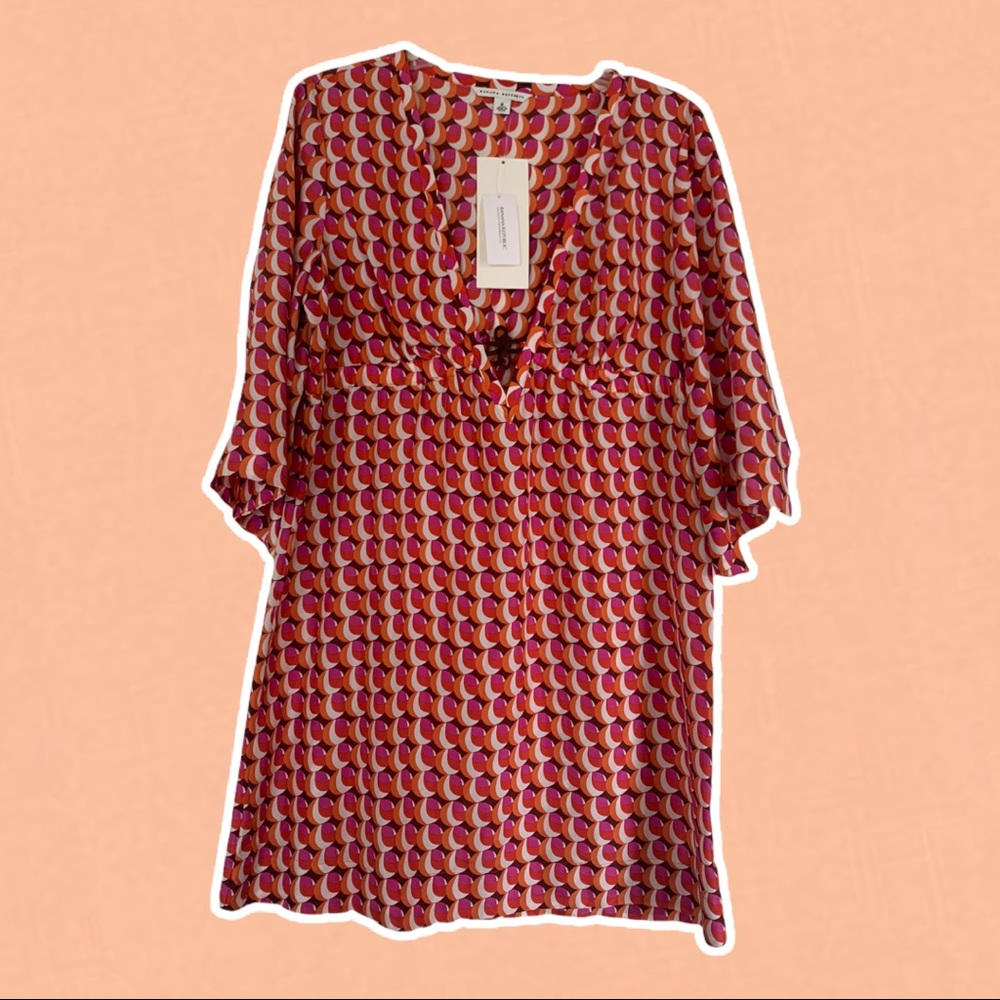 70s Print Silk Shift Dress